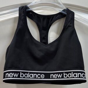 New Balance Black Racerback Sports Bra with Logo Band